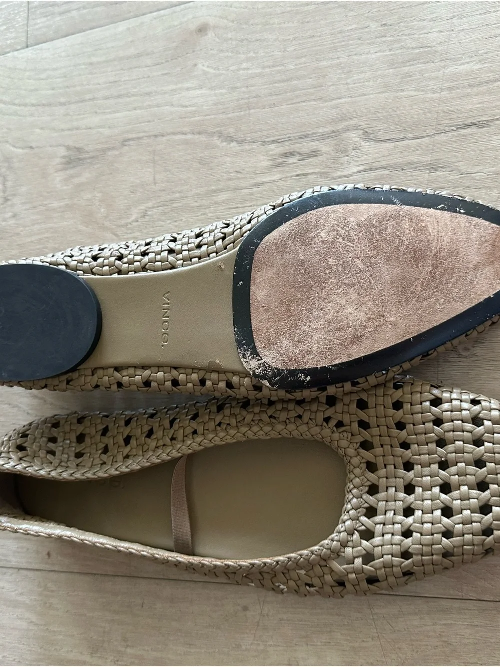 Vince Woven Ballet Flats in Tan
